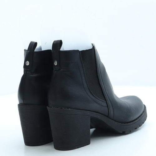 Preworn Womens Black Leather Bootie Boot UK 6 39