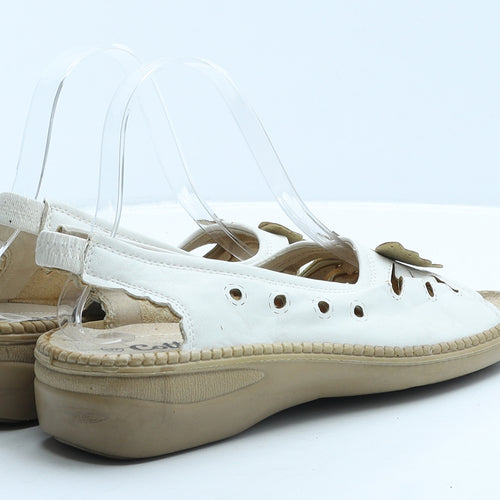 Cotton Traders Womens Beige Leather Slingback Sandal UK 9 - Butterflies