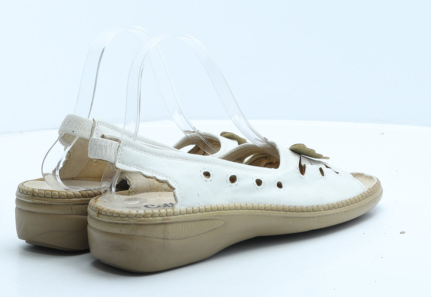 Cotton Traders Womens Beige Leather Slingback Sandal UK 9 - Butterflies