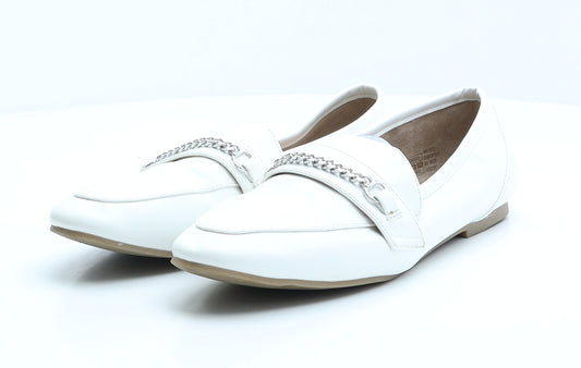 F&F Womens White Faux Leather Loafer Flat UK 7 41