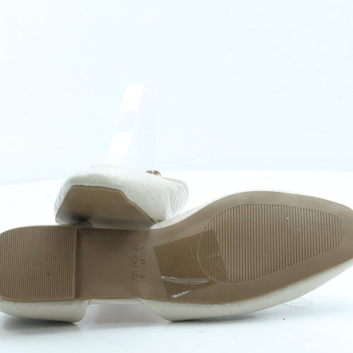 Primark Womens Ivory Animal Print Leather Slip On Flat UK 6 39 US 8 - Wide Fit