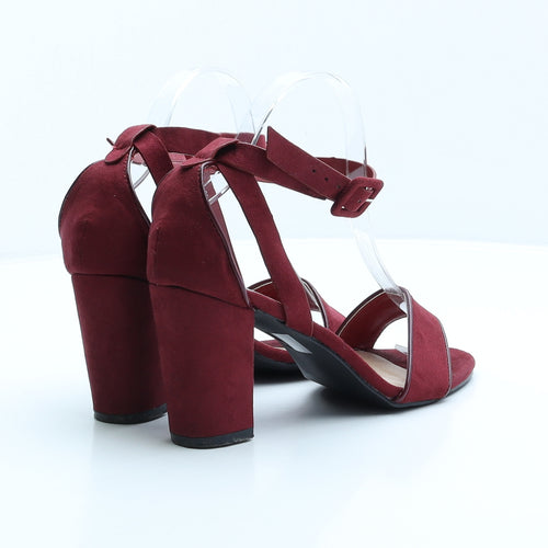 Allegra K Womens Red Polyester Strappy Heel UK 7.5
