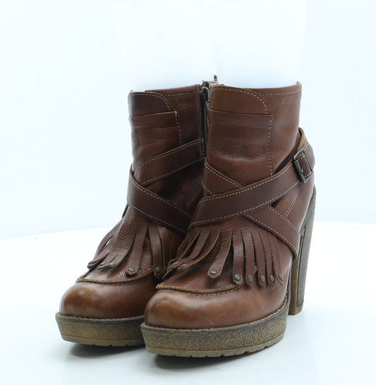 NEXT Womens Beige Leather Bootie Boot UK 6.5 40