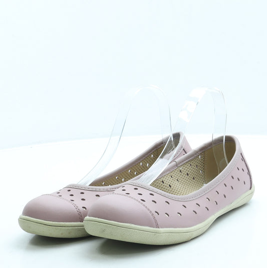 Avenue Womens Pink Polka Dot Leather Slip On Flat UK 5 - Cut out detail