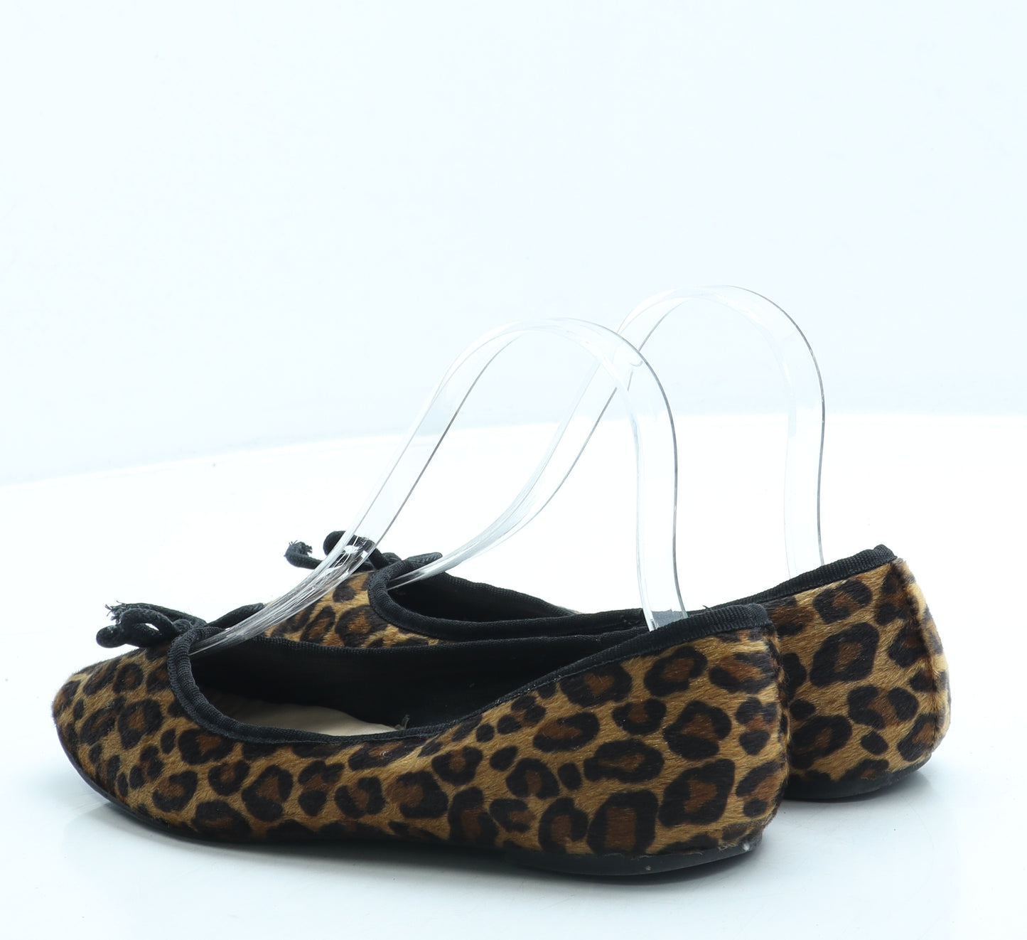 Marks and Spencer Womens Brown Animal Print Faux Fur Ballet Flat UK 3