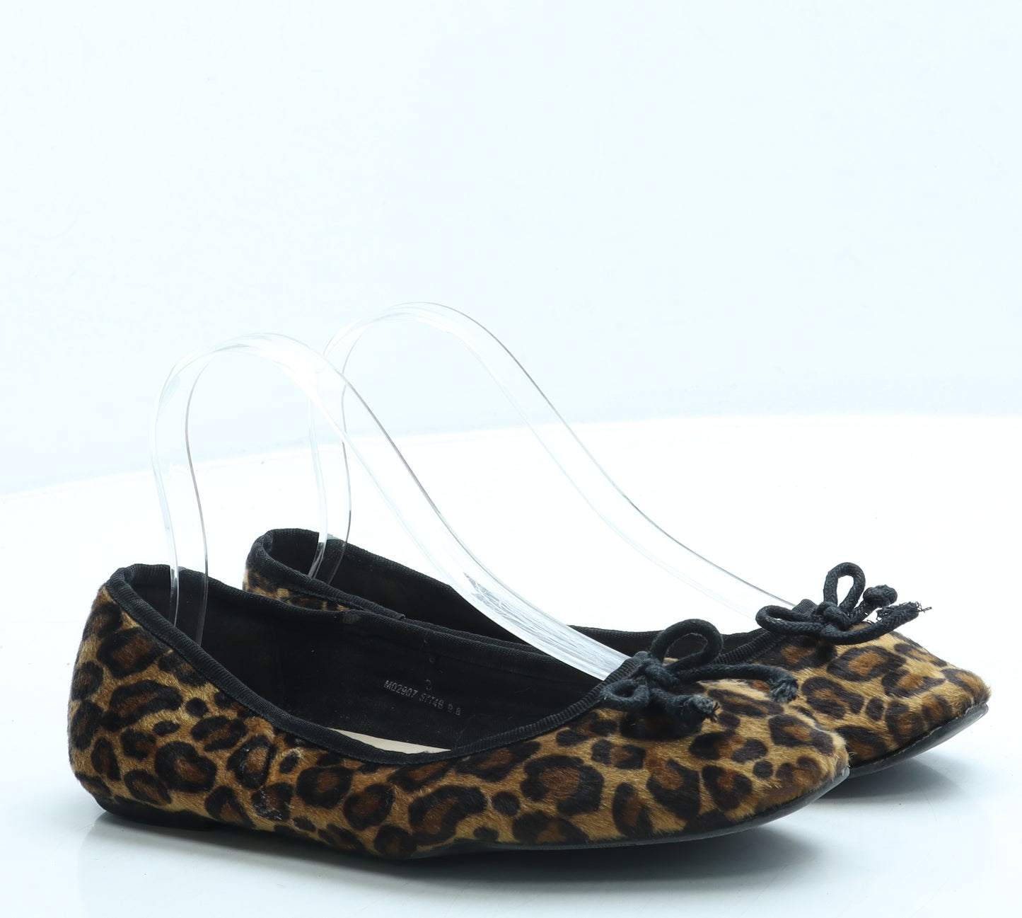 Marks and Spencer Womens Brown Animal Print Faux Fur Ballet Flat UK 3