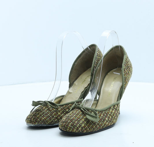 Newport News Womens Green Plaid Fabric D'Orsay Heel UK 7