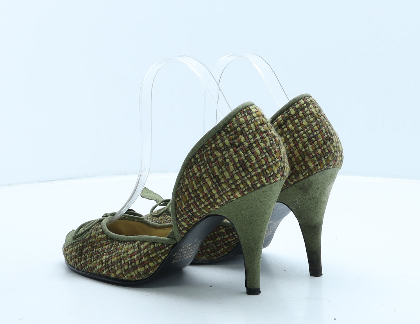 Newport News Womens Green Plaid Fabric D'Orsay Heel UK 7