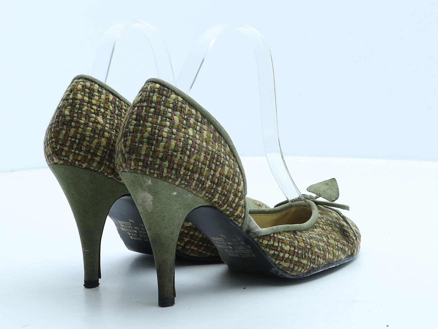 Newport News Womens Green Plaid Fabric D'Orsay Heel UK 7