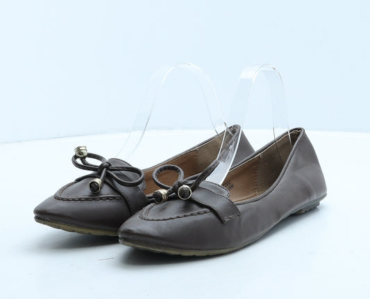No Doubt Womens Brown Leather Ballet Flat UK 6 39