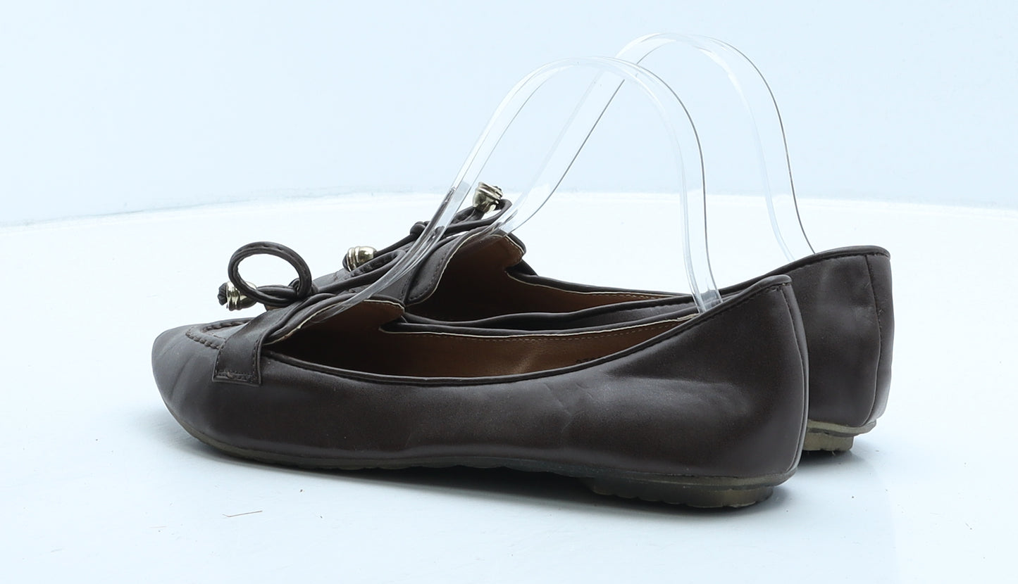 No Doubt Womens Brown Leather Ballet Flat UK 6 39