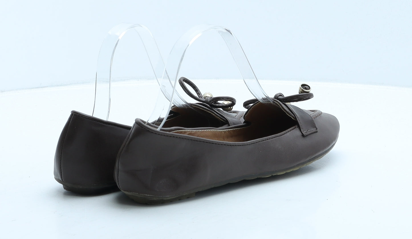 No Doubt Womens Brown Leather Ballet Flat UK 6 39