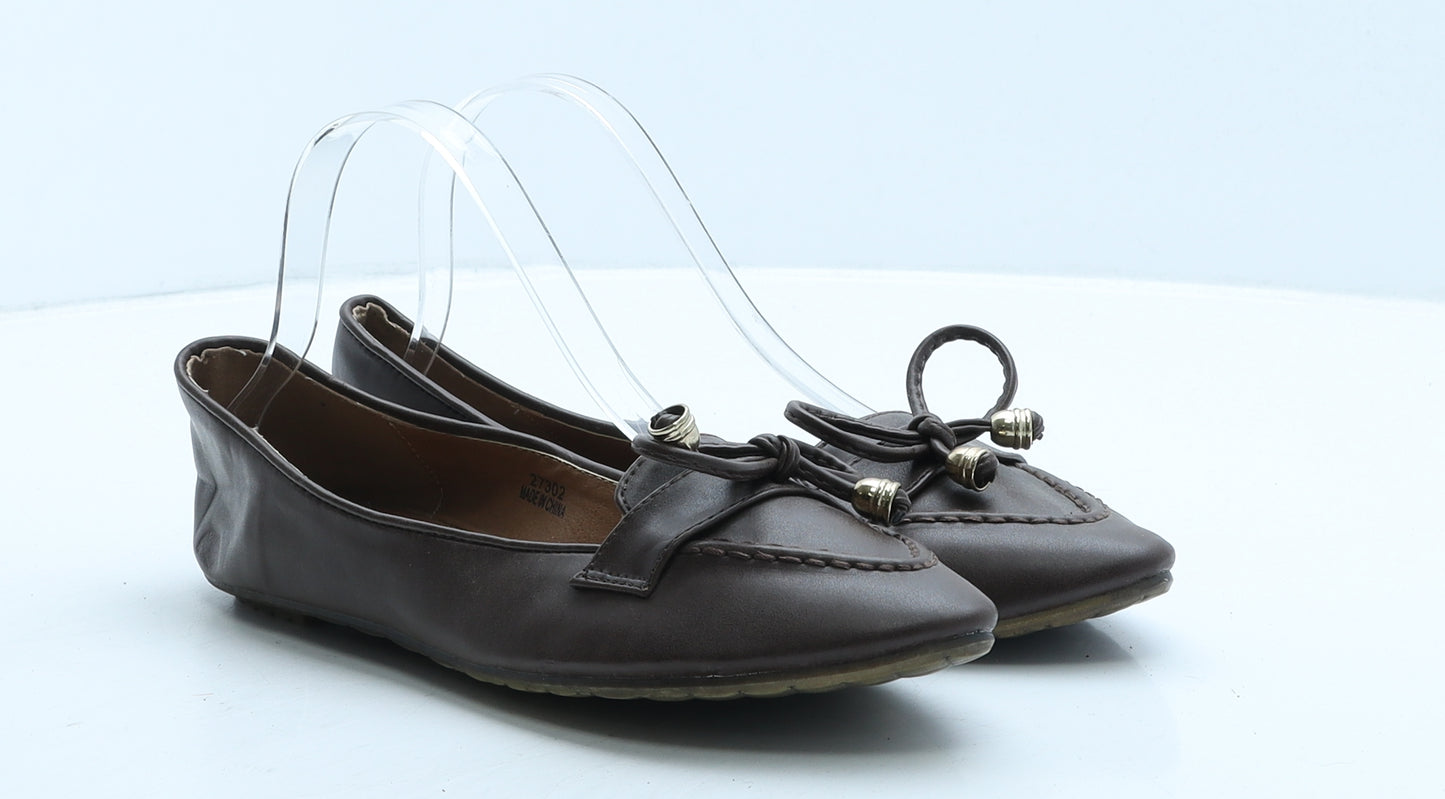 No Doubt Womens Brown Leather Ballet Flat UK 6 39