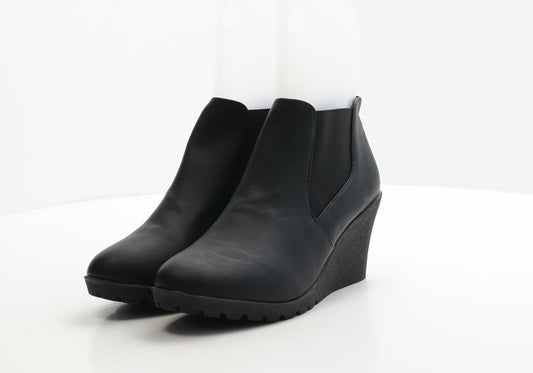 Platino Womens Black Leather Chelsea Boot UK 8