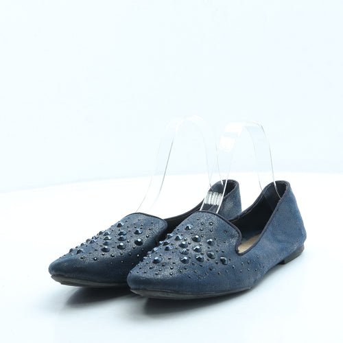 NEXT Womens Blue Leather Loafer Flat UK 5 38