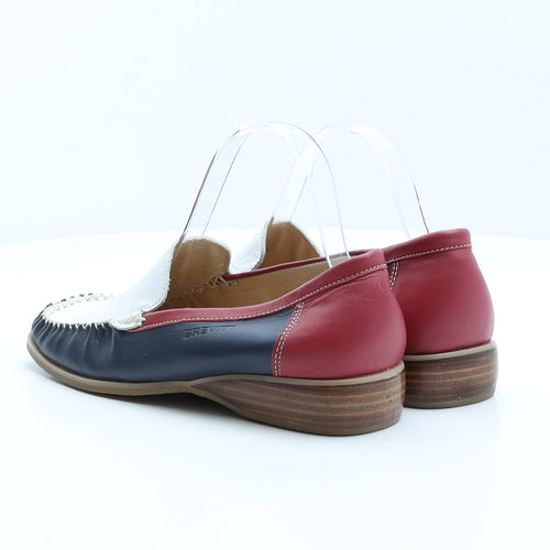 Brevitt Womens Multicoloured Colourblock Leather Loafer Flat UK 6