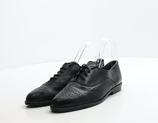 Uintet Womens Black Leather Oxford Casual UK 6 - Brogue Style