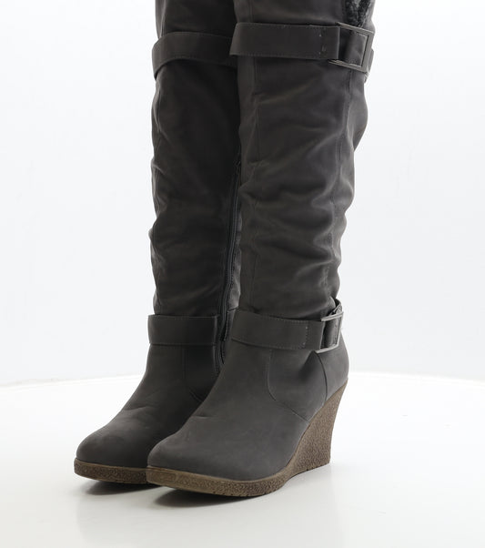 Preworn Womens Grey Leather Bootie Boot UK 3 36