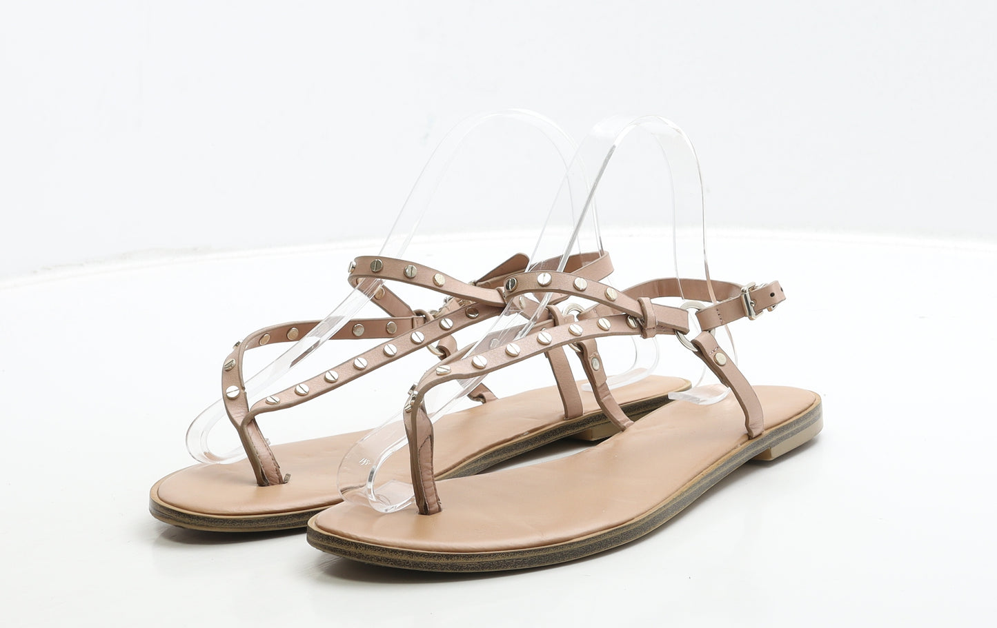 Aldo Womens Beige Leather Thong Sandal UK 6 39