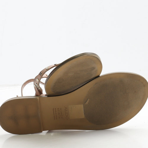 Aldo Womens Beige Leather Thong Sandal UK 6 39