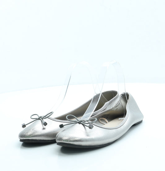 Primark Womens Silver Leather Ballet Flat UK 6 39 US 8