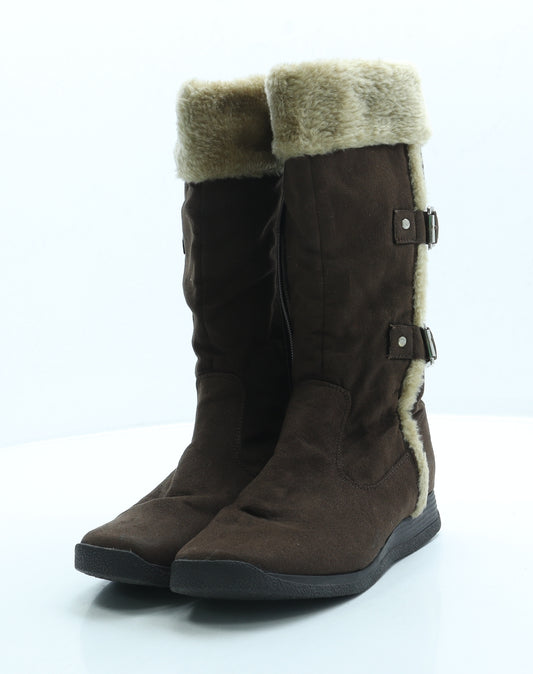 Shoe Zone Womens Brown Polyester Shearling Style Boot UK 4