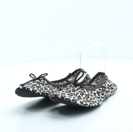 Avenue Womens Brown Animal Print Polyester Ballet Flat UK 6 - Fold up shoe