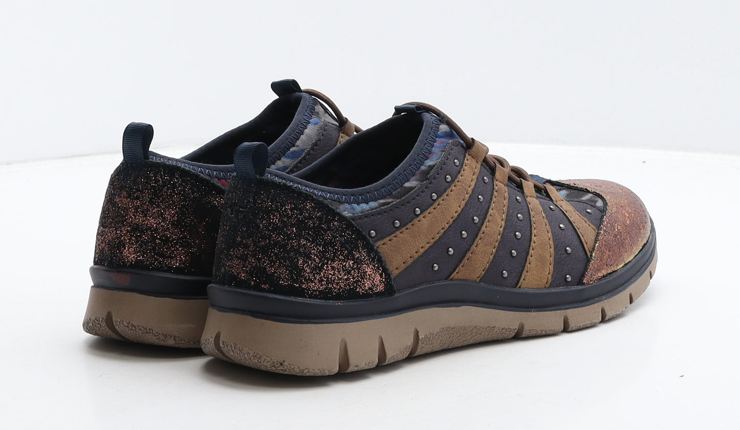 Lotus Womens Multicoloured Striped Leather Trainer Casual UK 5 38