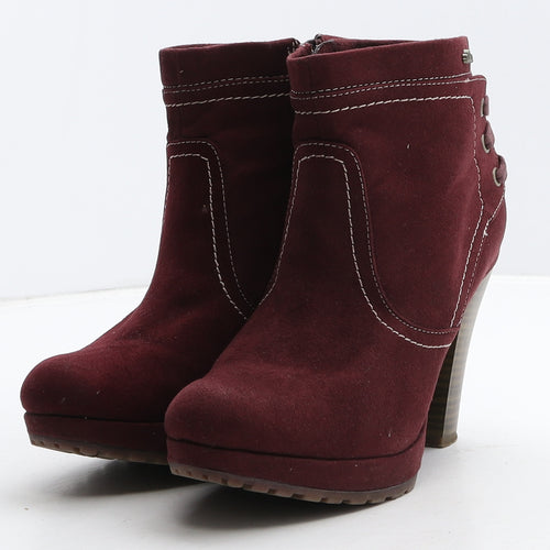 s.Oliver Womens Red Suede Bootie Boot UK 3 36