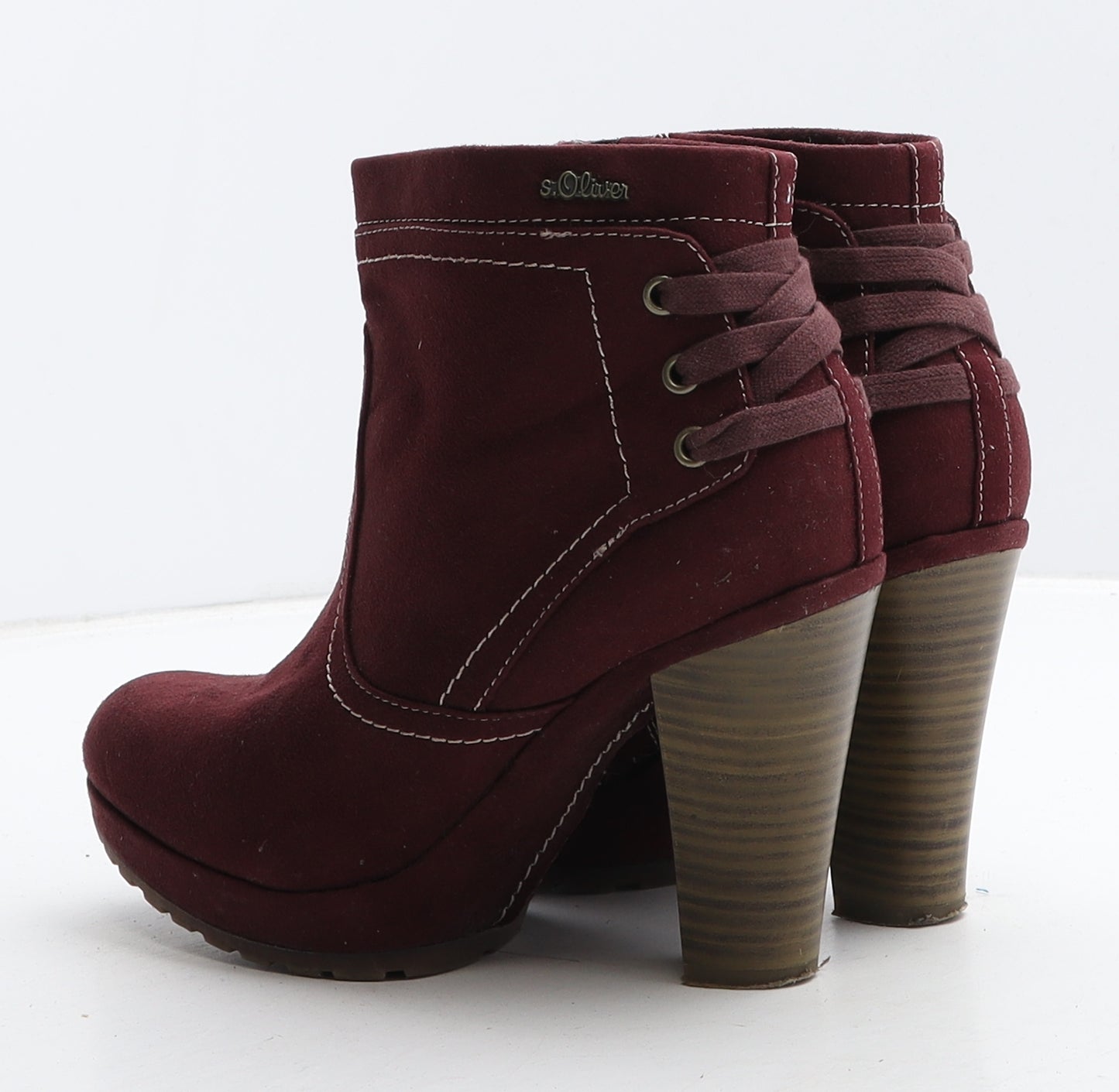 s.Oliver Womens Red Suede Bootie Boot UK 3 36