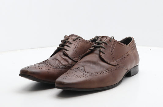 OFFICE Mens Brown Leather Brogue Dress UK 8 42