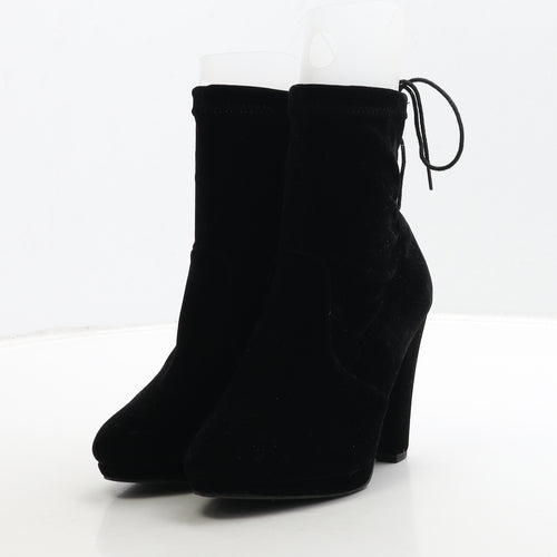 Primark Womens Black Polyester Sock Boot UK 3 36 - Wide Fit