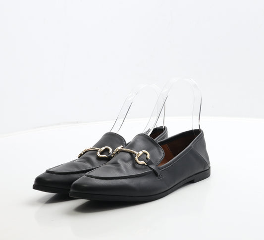 Primark Womens Black Leather Loafer Flat UK 4 37