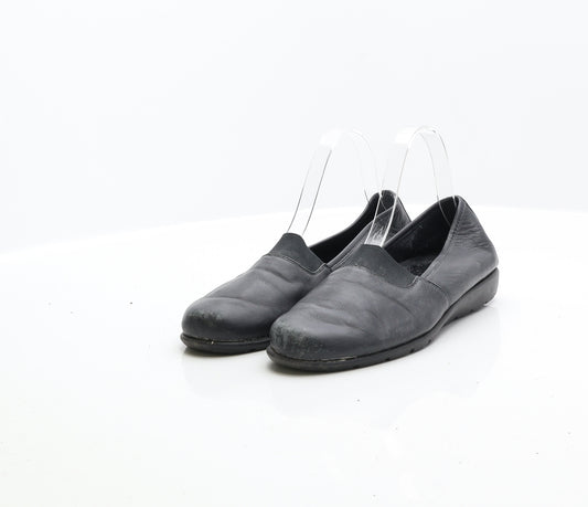 Medicus Womens Black Leather Loafer Flat UK 5.5