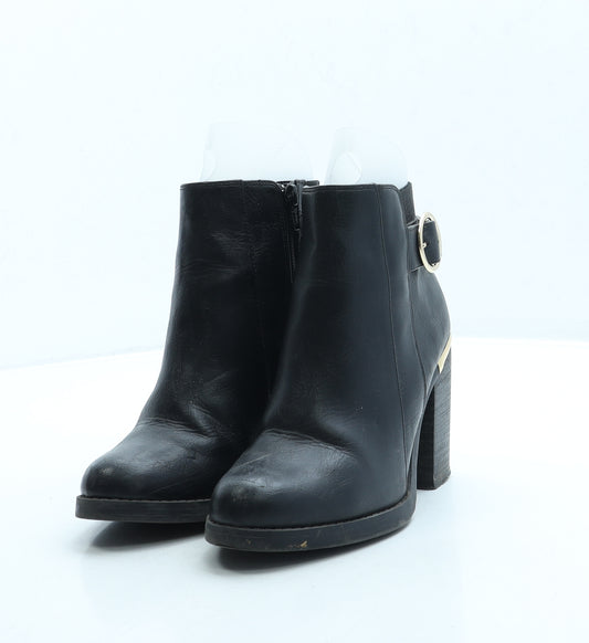 New Look Womens Black Leather Bootie Boot UK 4 37