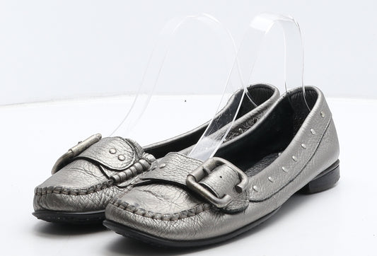 Stokton Womens Silver Leather Ballet Casual UK 5.5 38.5