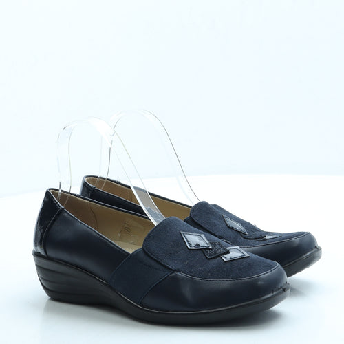 Shoe Tree Collection Womens Blue Leather Loafer Flat UK 6 39