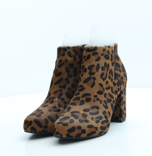Topshop Womens Brown Animal Print Faux Fur Bootie Boot UK 7 40