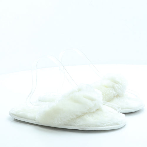 Preworn Womens White Faux Fur Thong Slipper UK 39