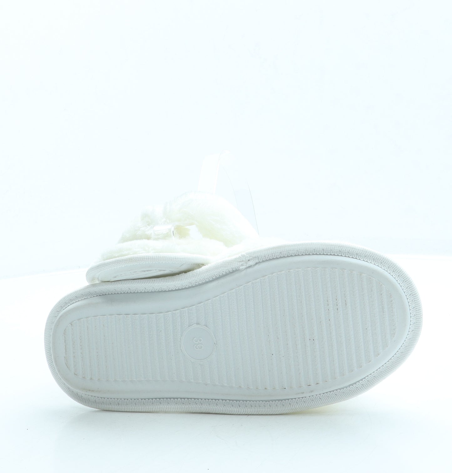 Preworn Womens White Faux Fur Thong Slipper UK 39