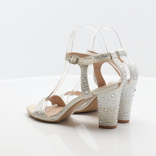 Glitz Womens White Polyester Strappy Heel UK 5 38
