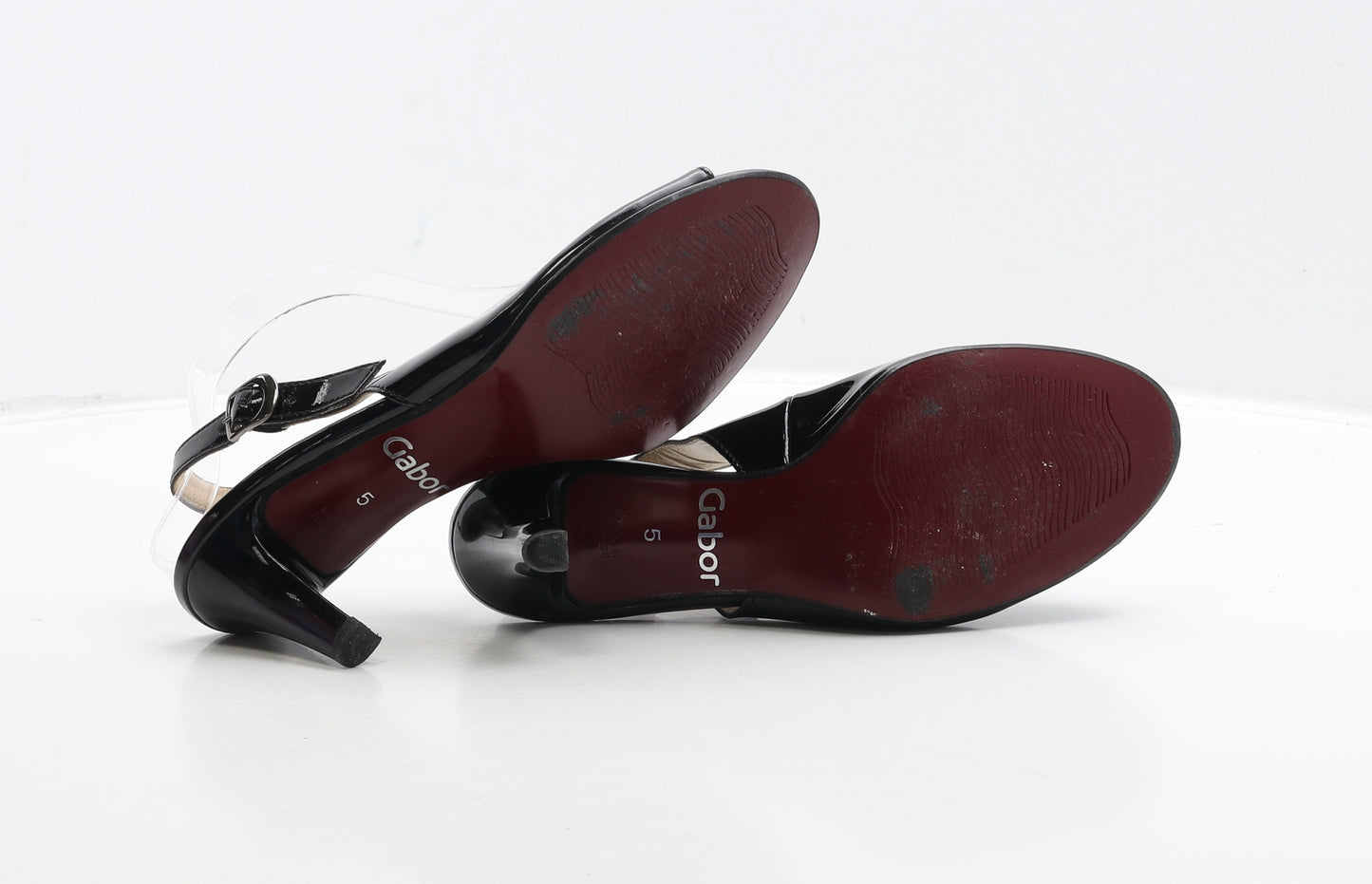 Gabor Womens Black Patent Leather Slingback Heel UK 5