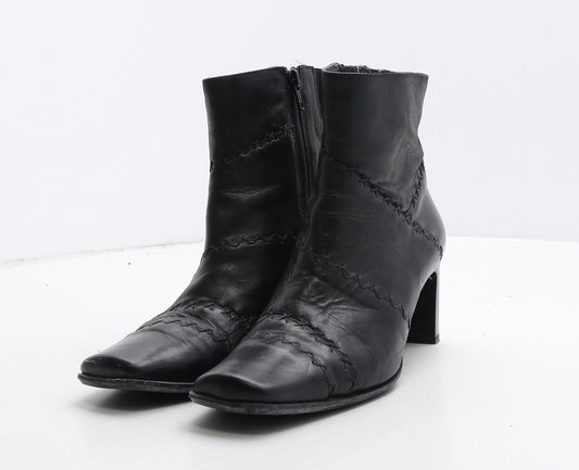 Clarks Womens Black Geometric Leather Bootie Boot UK 5