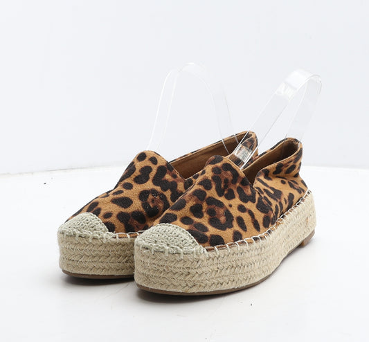 Lily Shoes Womens Brown Animal Print Suede Espadrille Casual UK 3 36