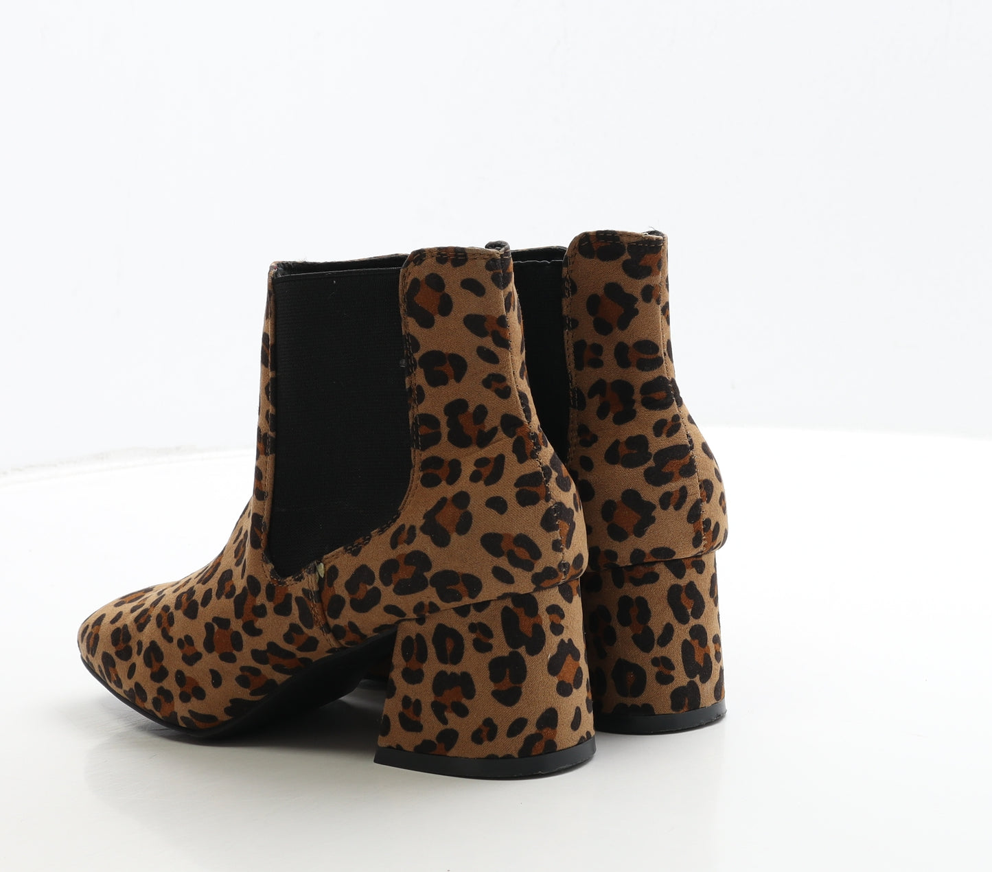 Primark Womens Brown Animal Print Suede Chelsea Boot UK 3 36 - Leopard Print