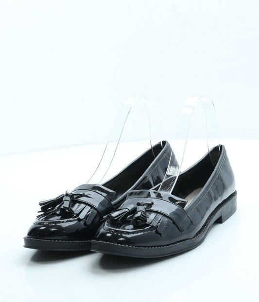 Primark Womens Black Patent Leather Loafer Flat UK 4 37 US 6