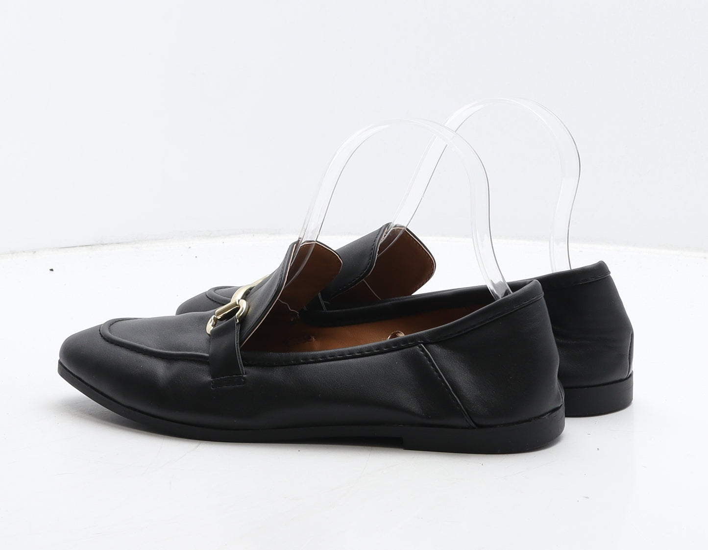 Primark Womens Black Leather Loafer Casual UK 5 38