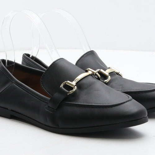 Primark Womens Black Leather Loafer Casual UK 5 38