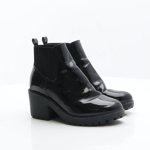 New Look Womens Black Patent Leather Chelsea Boot UK 4 37