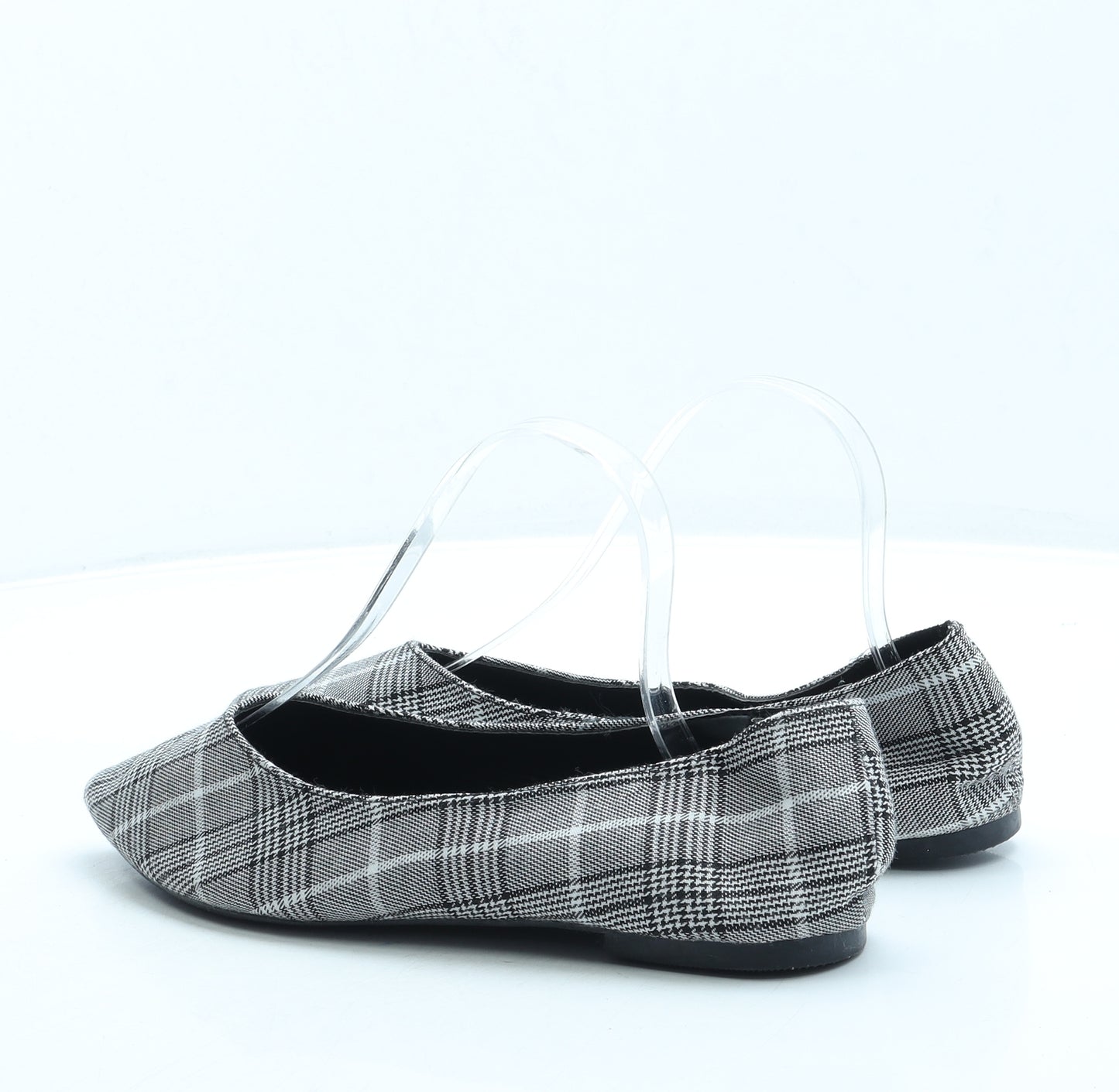 George Womens Black Plaid Polyester Flat UK 6 39